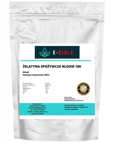 Żelatyna spożywcza wieprzowa BLOOM 180 